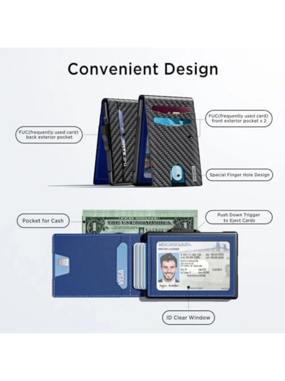 Minimalist Leather RFID Blocking Bifold Wallet for Men with Cash Slot - Stylish